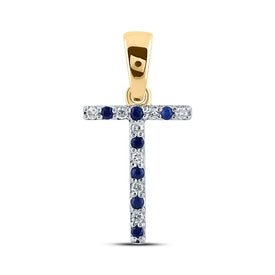 Enchanting Blue Sapphire & Diamond T - Shaped Initial Pendant - Splendid Jewellery