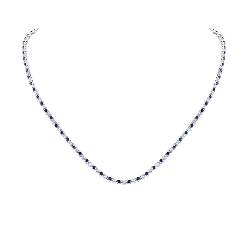 Enchanting Blue Sapphire Diamond Tennis Necklace - Splendid Jewellery