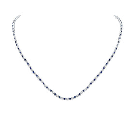 Enchanting Blue Sapphire Diamond Tennis Necklace - Splendid Jewellery