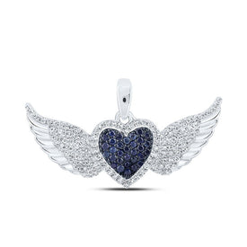 Enchanting Blue Sapphire Diamond Wing Heart Pendant - Splendid Jewellery