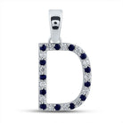Enchanting Blue Sapphire Initial Pendant in 10kt White Gold - Splendid Jewellery