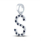 Enchanting Blue Sapphire Initial Pendant in 10kt White Gold - Splendid Jewellery