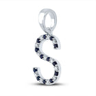 Enchanting Blue Sapphire Initial Pendant in 10kt White Gold - Splendid Jewellery