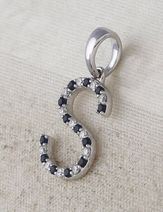 Enchanting Blue Sapphire Initial Pendant in 10kt White Gold - Splendid Jewellery