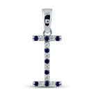 Enchanting Blue Sapphire Initial Pendant in 10kt White Gold - Splendid Jewellery