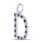 Enchanting Blue Sapphire Initial Pendant in 10kt White Gold - Splendid Jewellery