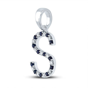 Enchanting Blue Sapphire Initial Pendant in 10kt White Gold - Splendid Jewellery