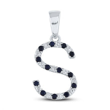 Load image into Gallery viewer, Enchanting Blue Sapphire Initial Pendant in 10kt White Gold - Splendid Jewellery