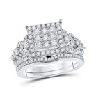 Enchanting Blue Sapphire Square Diamond Wedding Ring Set - Splendid Jewellery