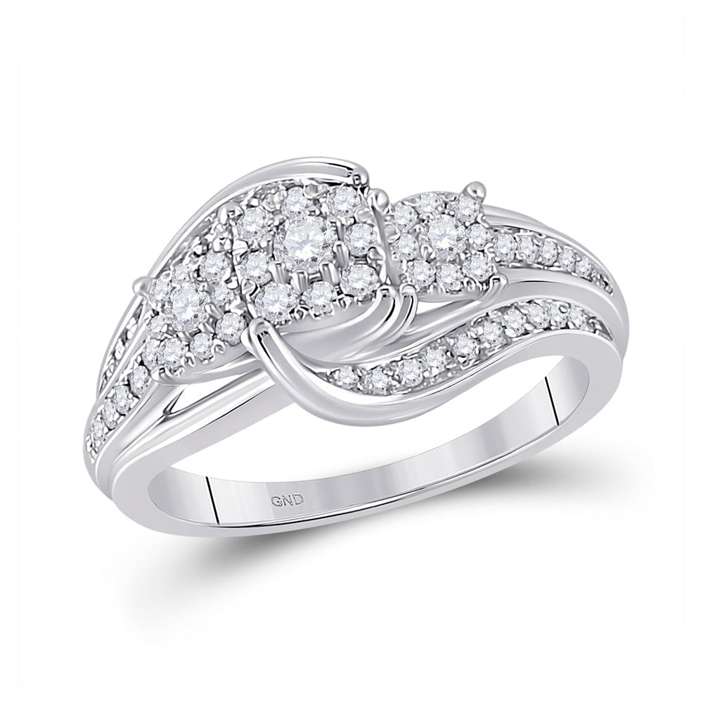 Enchanting Brilliance: 10kt White Gold Diamond Cluster Bridal Wedding Engagement Ring 1/2 Cttw - Splendid Jewellery