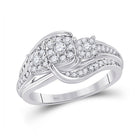 Enchanting Brilliance: 10kt White Gold Diamond Cluster Bridal Wedding Engagement Ring 1/2 Cttw - Splendid Jewellery