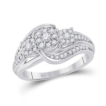 Load image into Gallery viewer, Enchanting Brilliance: 10kt White Gold Diamond Cluster Bridal Wedding Engagement Ring 1/2 Cttw - Splendid Jewellery