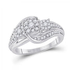 Enchanting Brilliance: 10kt White Gold Diamond Cluster Bridal Wedding Engagement Ring 1/2 Cttw - Splendid Jewellery