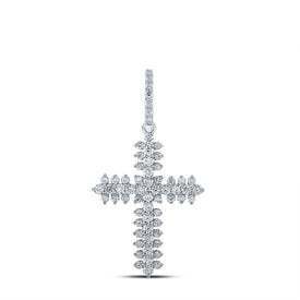 Enchanting Brilliance: 10kt White Gold Diamond Cross Pendant - Splendid Jewellery