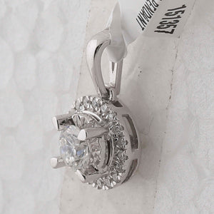 Enchanting Brilliance: 10kt White Gold Diamond Halo Solitaire Pendant - Splendid Jewellery