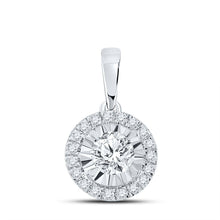 Load image into Gallery viewer, Enchanting Brilliance: 10kt White Gold Diamond Halo Solitaire Pendant - Splendid Jewellery