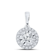 Load image into Gallery viewer, Enchanting Brilliance: 10kt White Gold Diamond Halo Solitaire Pendant Top view from the 10Kt White Gold Womens Round Diamond Halo Solitaire Pendant 1 2 Cttwpin282583 collection by Splendid Jewellery