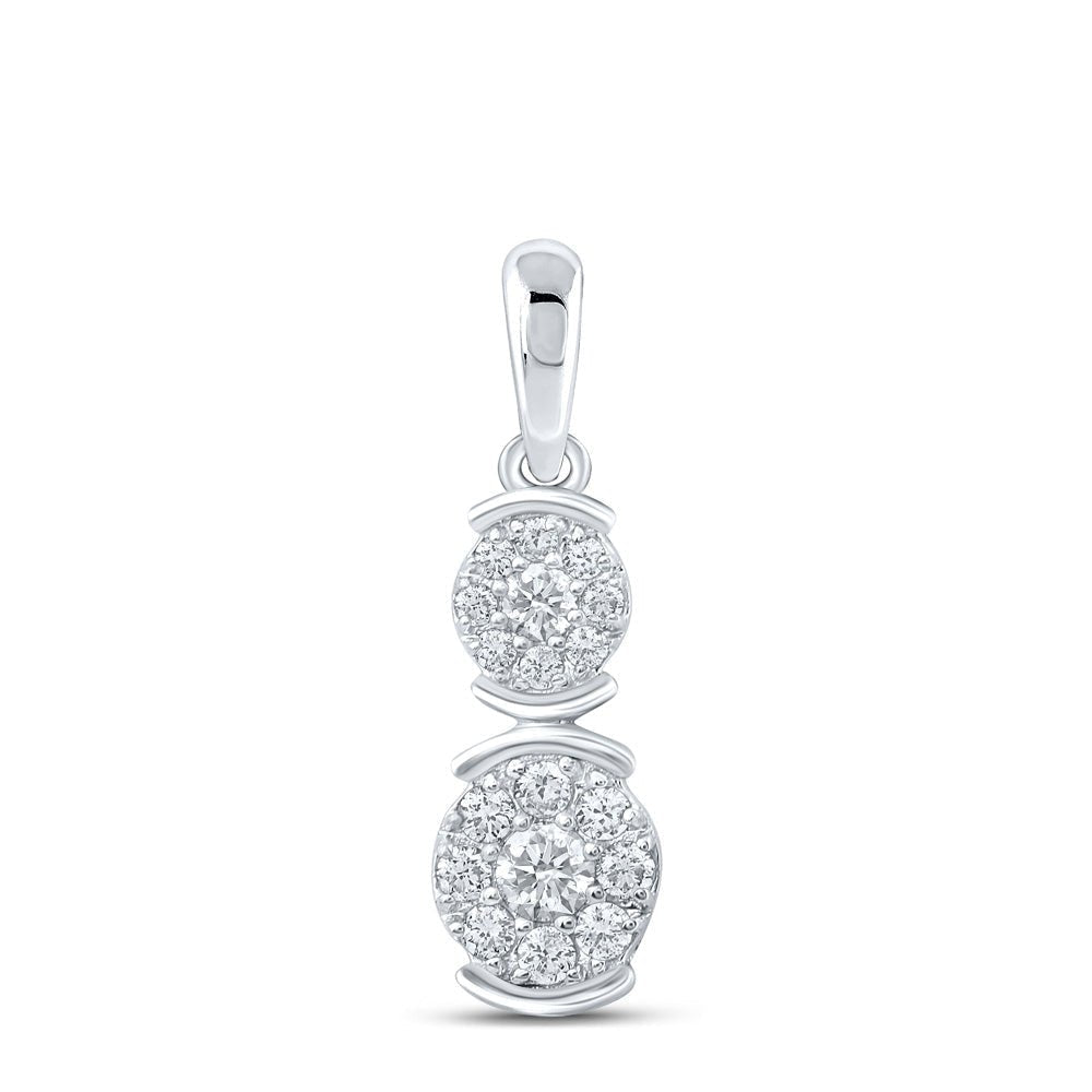 Enchanting Brilliance: 10kt White Gold Double Cluster Diamond Pendant - Splendid Jewellery
