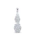 Enchanting Brilliance: 10kt White Gold Double Cluster Diamond Pendant - Splendid Jewellery