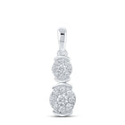 Enchanting Brilliance: 10kt White Gold Double Cluster Diamond Pendant - Splendid Jewellery