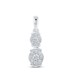 Enchanting Brilliance: 10kt White Gold Double Cluster Diamond Pendant - Splendid Jewellery