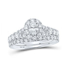 Enchanting Brilliance 10kt White Gold Oval Diamond Halo Bridal Wedding Ring Band Set 1 - 1/2 Cttw - Splendid Jewellery