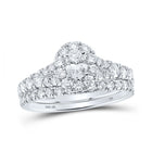 Enchanting Brilliance 10kt White Gold Oval Diamond Halo Bridal Wedding Ring Band Set 1 - 1/2 Cttw - Splendid Jewellery