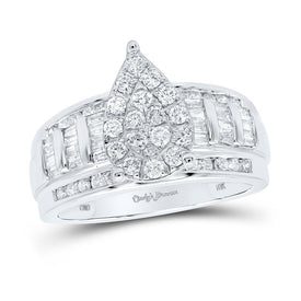 Enchanting Brilliance | 10kt White Gold Radiant Diamond Cluster Bridal Wedding Engagement Ring 1 Cttw - Splendid Jewellery