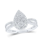 Enchanting Brilliance | 10kt White Gold Round Diamond Teardrop Cluster Bridal Wedding Engagement Ring 1/2 Cttw - Splendid Jewellery