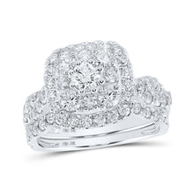 Load image into Gallery viewer, Enchanting Brilliance: 10kt White Gold Square Halo Diamond Bridal Wedding Ring Set - Splendid Jewellery
