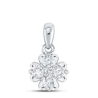 Enchanting Brilliance: 10kt White Gold Womens Round Diamond Cluster Pendant 1/3 Cttw - Splendid Jewellery