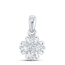 Load image into Gallery viewer, Enchanting Brilliance: 10kt White Gold Womens Round Diamond Cluster Pendant 1/3 Cttw - Splendid Jewellery