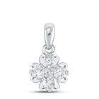 Enchanting Brilliance: 10kt White Gold Womens Round Diamond Cluster Pendant 1/3 Cttw - Splendid Jewellery