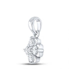Enchanting Brilliance: 10kt White Gold Womens Round Diamond Cluster Pendant 1/3 Cttw - Splendid Jewellery
