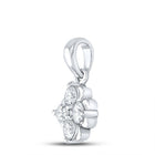Enchanting Brilliance: 10kt White Gold Womens Round Diamond Cluster Pendant 1/3 Cttw - Splendid Jewellery