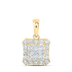 Enchanting Brilliance: 10kt Yellow Gold Princess Diamond Square Pendant - Splendid Jewellery