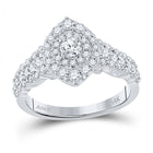 Enchanting Brilliance 14kt White Gold Diamond Halo Bridal Wedding Engagement Ring - Top View