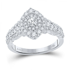 Enchanting Brilliance 14kt White Gold Diamond Halo Bridal Wedding Engagement Ring - Top View