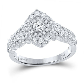 Enchanting Brilliance 14kt White Gold Diamond Halo Bridal Wedding Engagement Ring - Splendid Jewellery