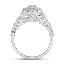 Load image into Gallery viewer, Enchanting Brilliance 14kt White Gold Diamond Halo Bridal Wedding Engagement Ring - Side View