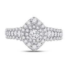 Load image into Gallery viewer, Enchanting Brilliance 14kt White Gold Diamond Halo Bridal Wedding Engagement Ring - Front View