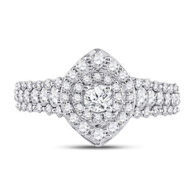 Enchanting Brilliance 14kt White Gold Diamond Halo Bridal Wedding Engagement Ring - Front View