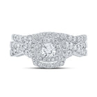 Enchanting Brilliance: 14kt White Gold Diamond Halo Bridal Wedding Ring Band Set - Second Side View