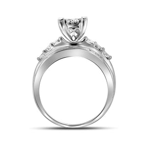 Enchanting Brilliance: 14kt White Gold Princess Diamond Cluster Bridal Wedding Engagement Ring 1/2 Cttw - Splendid Jewellery