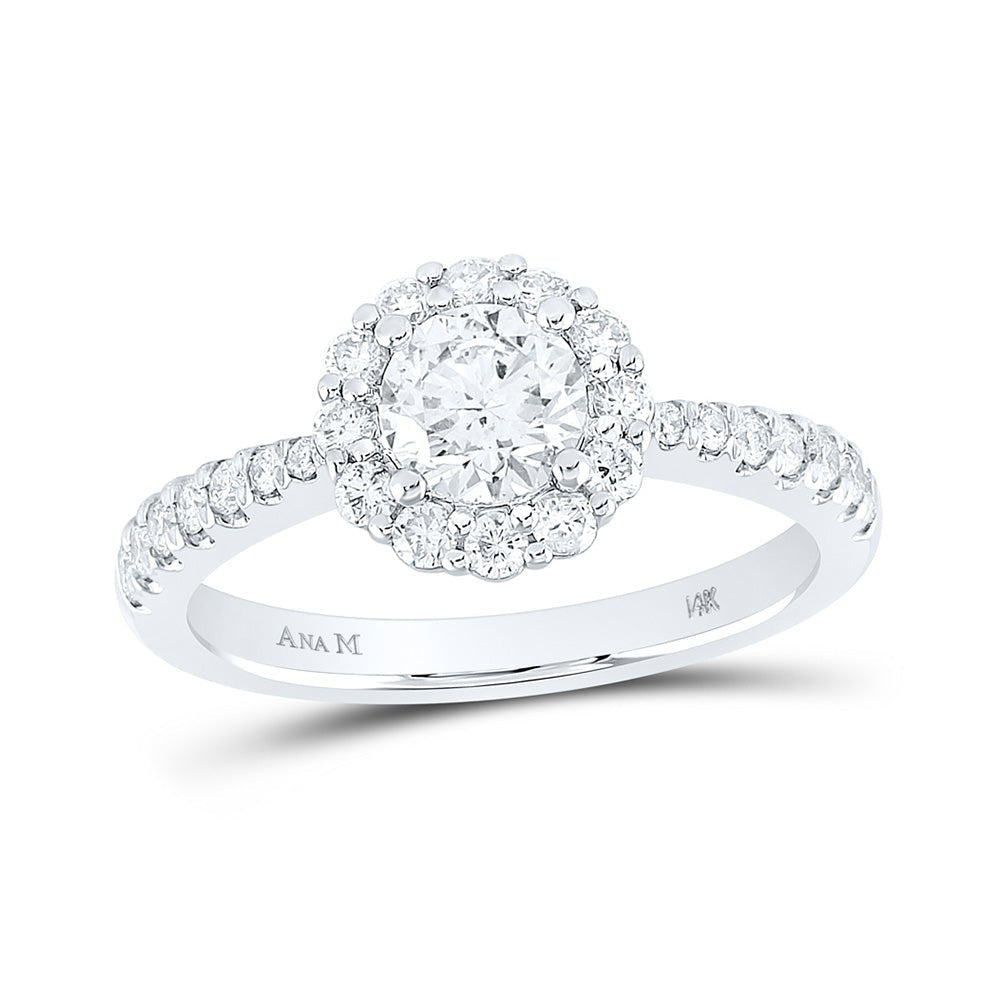 Enchanting Brilliance: 14kt White Gold Round Diamond Halo Bridal Wedding Engagement Ring 1 - 1/5 Cttw - Splendid Jewellery