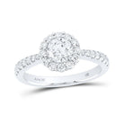 Enchanting Brilliance: 14kt White Gold Round Diamond Halo Bridal Wedding Engagement Ring 1 - 1/5 Cttw - Splendid Jewellery