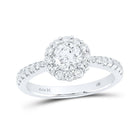 Enchanting Brilliance: 14kt White Gold Round Diamond Halo Bridal Wedding Engagement Ring 1 - 1/5 Cttw - Splendid Jewellery