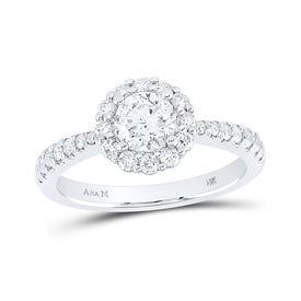 Enchanting Brilliance: 14kt White Gold Round Diamond Halo Bridal Wedding Engagement Ring 1 - 1/5 Cttw - Splendid Jewellery