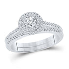 Enchanting Brilliance | 14kt White Gold Round Diamond Halo Bridal Wedding Ring Band Set 1/2 Cttw | Splendid Jewellery - Splendid Jewellery