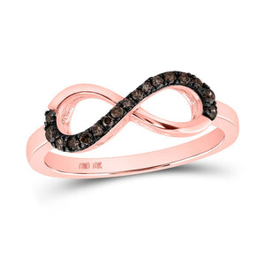 Enchanting Brown Diamond Infinity Heart Ring in 10kt Rose Gold - Splendid Jewellery